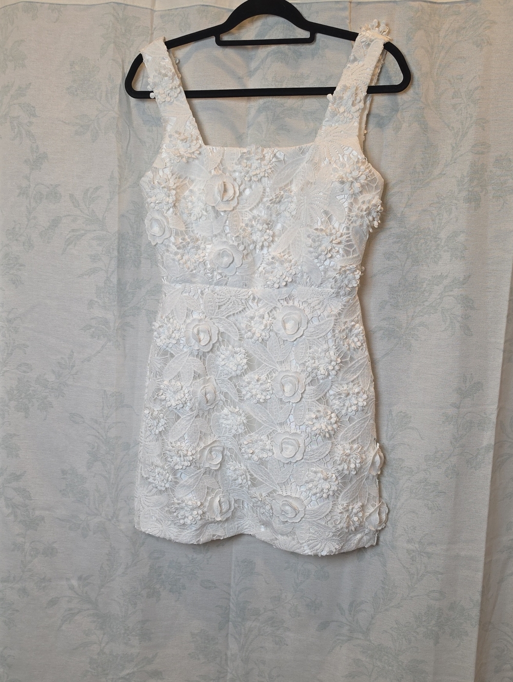 Birdy Grey White Floral Appliqué Mini Dress